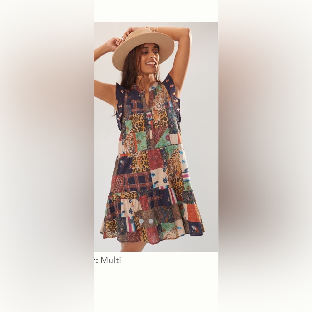 Pilcro Multicolor Patchwork Mini Dress - image 1